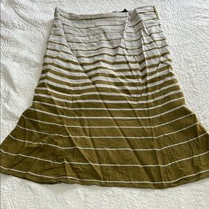 Striped Olive and Gray A-Line Women's Skirt